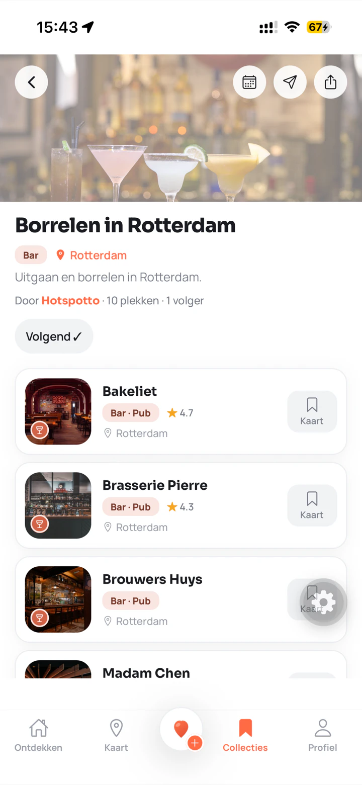 Collectie "Borrelen in Rotterdam" met plekken